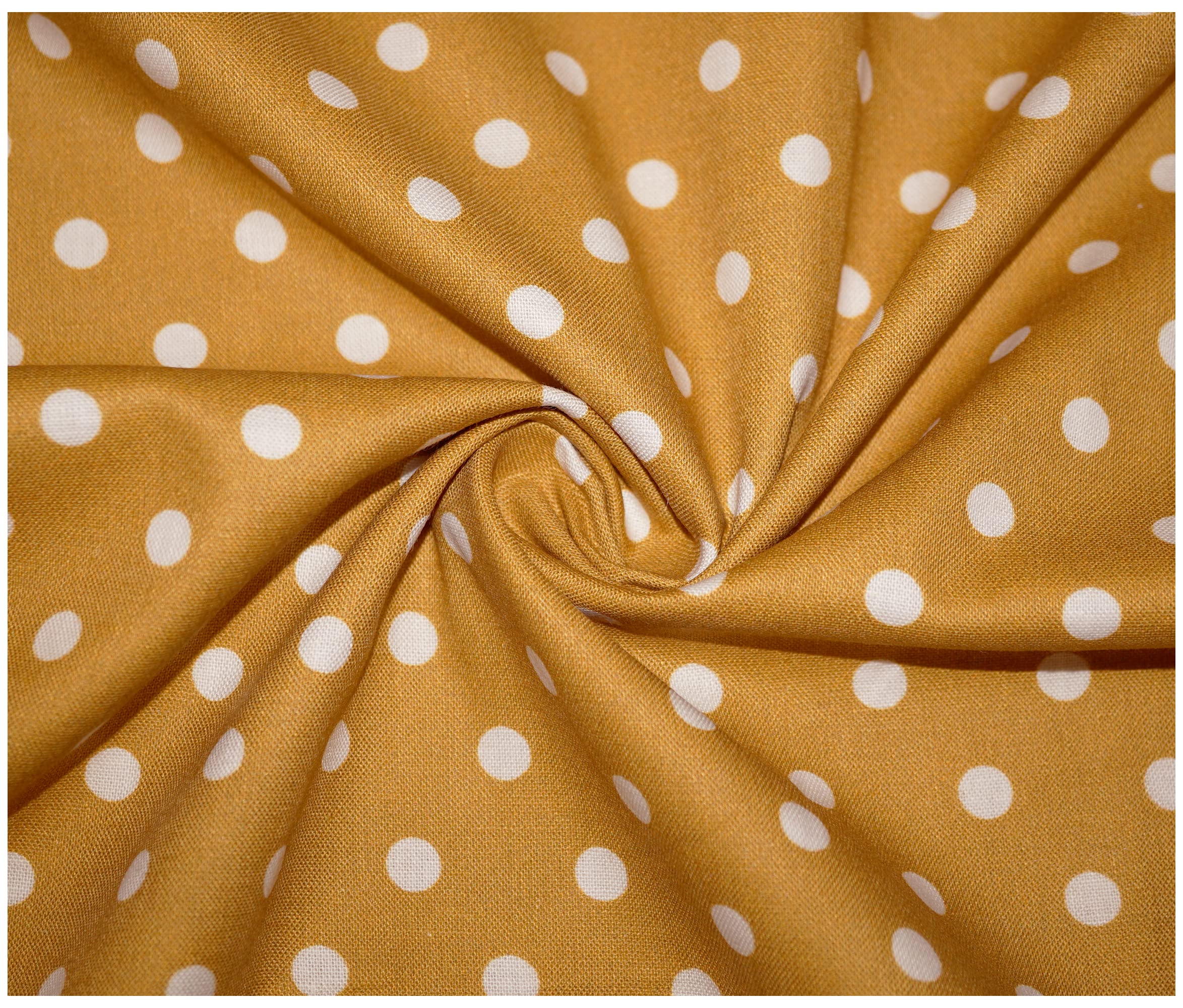 100% Cotton 8mm Small Polka Dot Spot Dotty Poplin Fabric Sewing Arts & Crafts Dressmaking in 13 Colours (3 Metre (300 x 140cm), Mustard)
