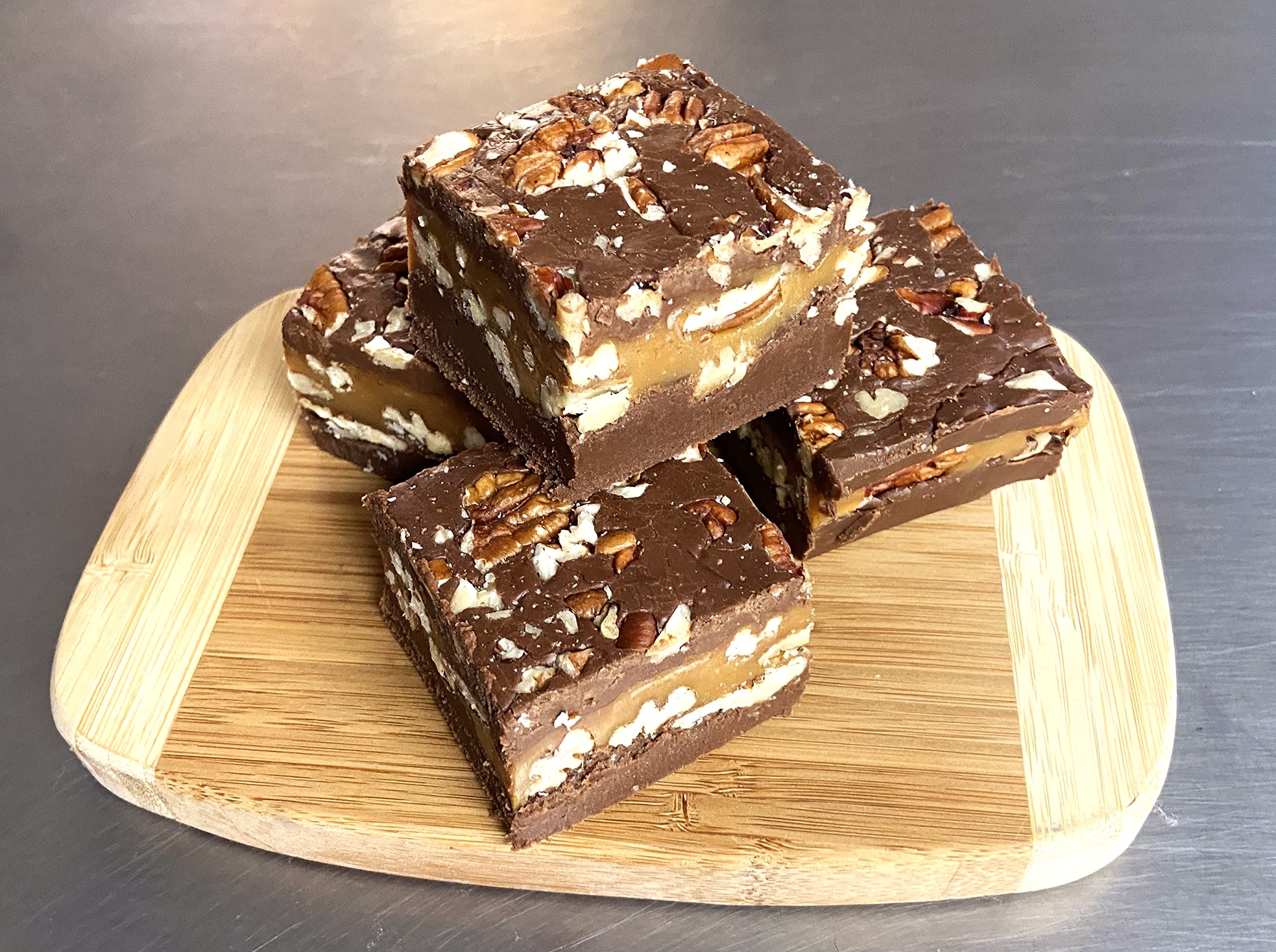 Betsy's Fancy Fudge Chocolate Caramel Pecan, 1 LB in 4 wrapped pieces, Gluten Free, Makes Great Gift, Handmade in Maine, USA