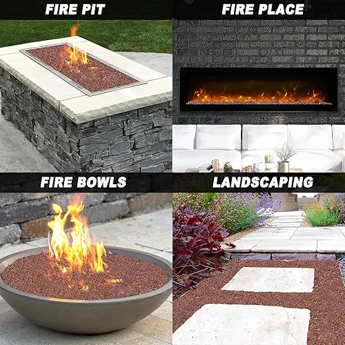 Miniatura 37 de Skyflame 3/8" - 3/4" Red Natural Stones Lava Rock Granules for Gas Fire Pits, Fireplaces, Gas Log Sets, BBQ Grills, Garden Landscaping