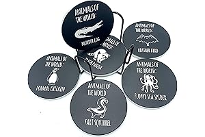 Animal Coasters: Wildlife Humor Drinkware Home Decor Set