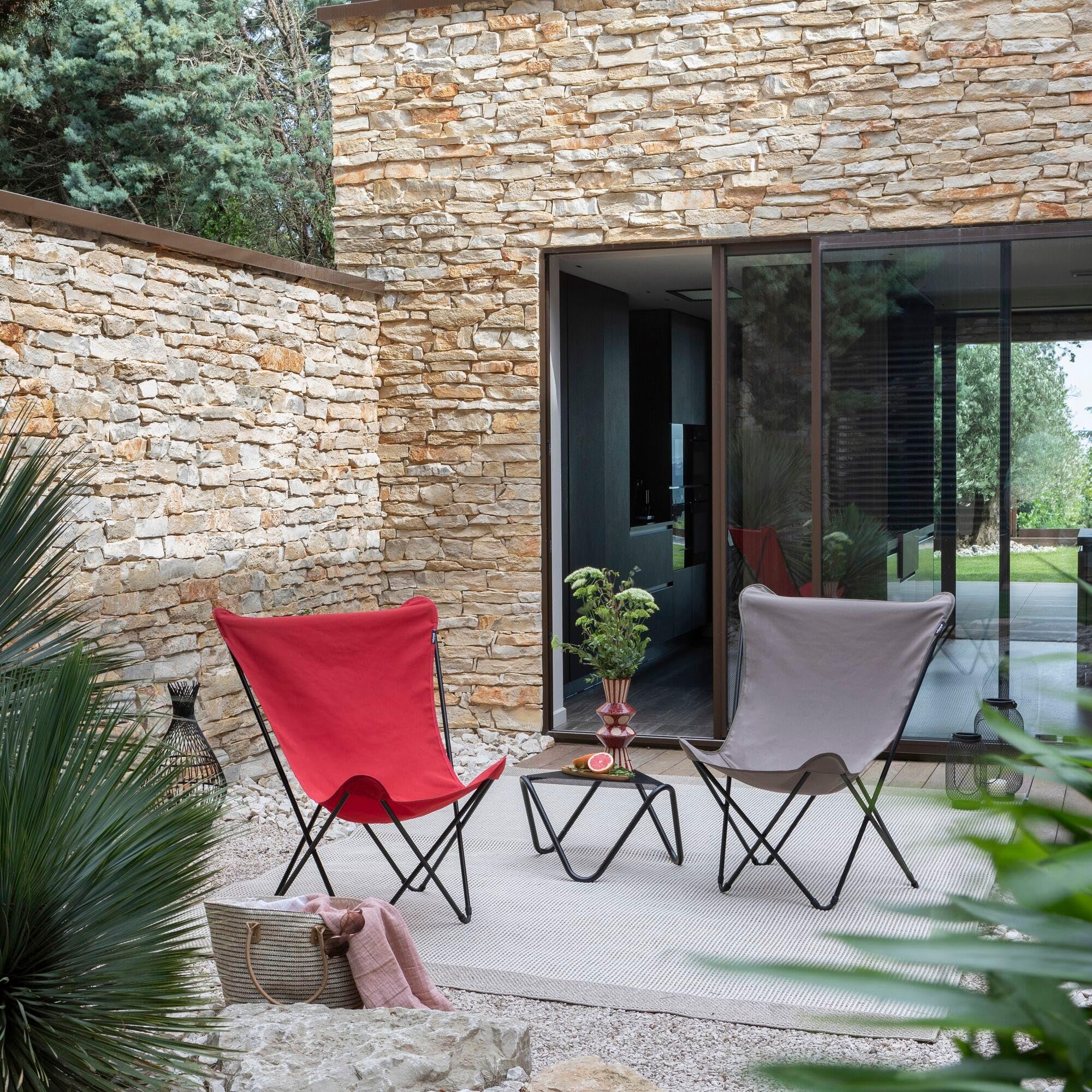 Lafuma - Fauteuil Papillon | Fabriqué en FRANCE - Garantie 5 ans - Rouge - Léger et pliant pour un transport facile, Toile amovible facile d'entretien