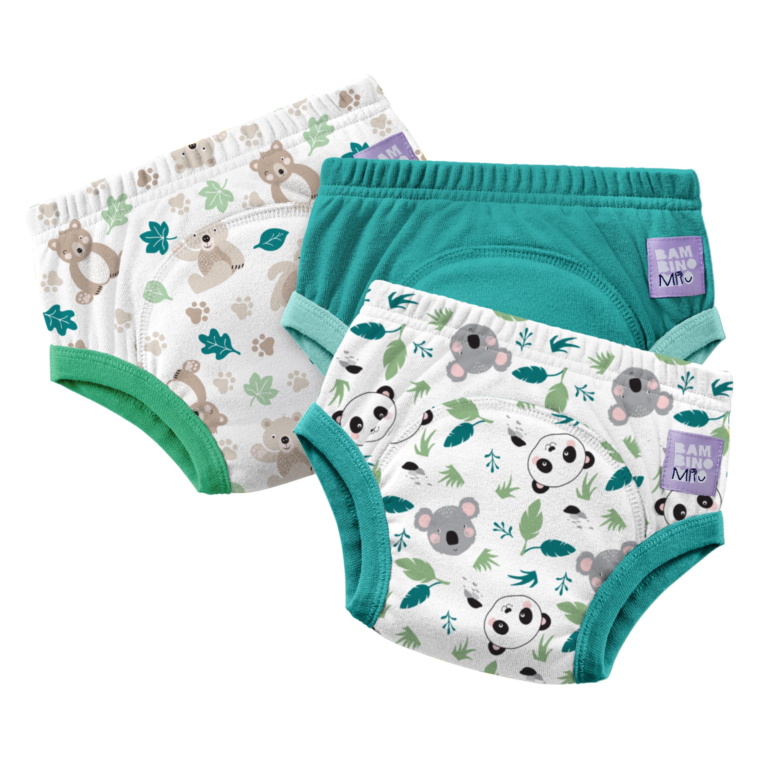 Bambino Mio MEILLEURES Lot de 3 Culotte Apprentissage propreté (OURS MIGNON / 2 à 3 ans) Fille Garcon, Coton rembourrées pour bébé Propreté Enfant Doux Lavable