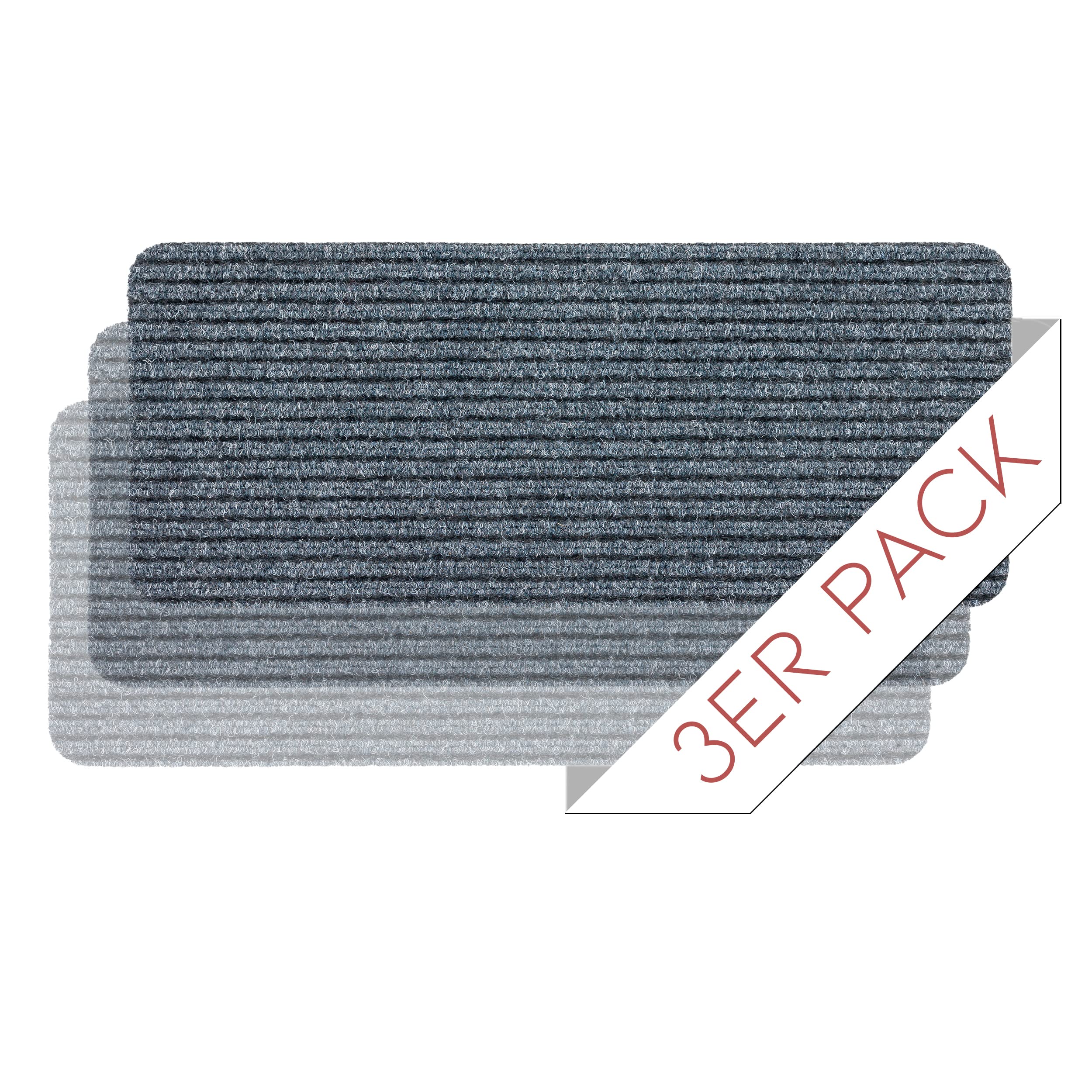 Astra Felpudo interior gris antideslizante, impermeable, resistente y antiestático, 25 x 60 cm, juego de 3 unidades