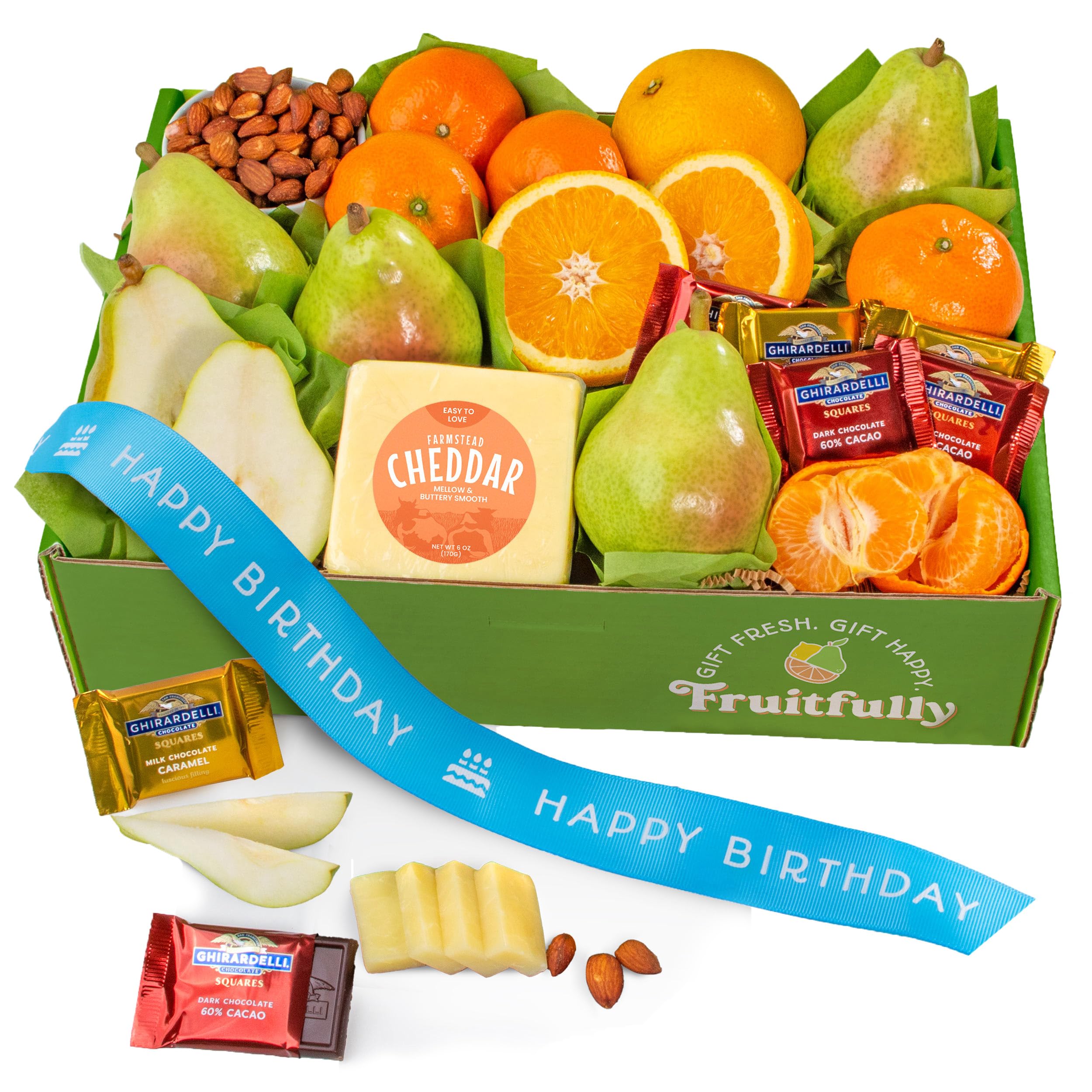 A Gift Inside Happy Birthday Harvest Favorites Fruit and Gourmet Gift Box