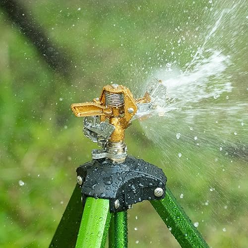 Miniatura 4 de Hourleey Aspersor de impacto de latón de 12 pulgada, cabezal de rociador de agua resistente, patrón de cobertura ajustable de 0 a 360 grados,