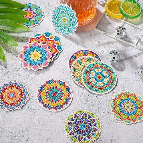 Miniatura 2 de Umigy Juego de 24 imanes de pintura de diamante de mandala para refrigerador, pintura de diamante, mandala para nevera, arte de diamante 5D para
