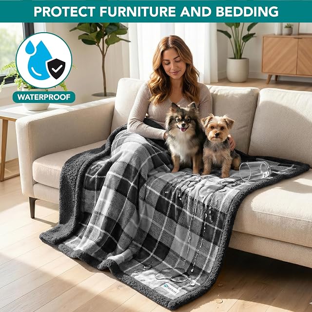 Foto 2 de 8 de PetAmi - Manta impermeable para perros medianos y grandes, cachorros, gatos, para sofá, protección a prueba…