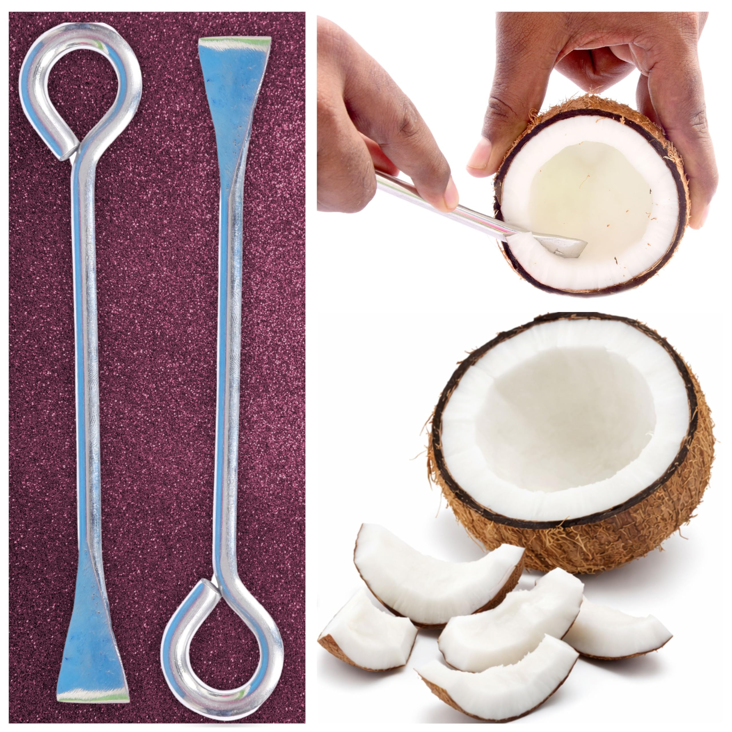 Coconut Slicer for Removing Coconut White | Coconut White Remover Tool | Coconut Slicing Cutter for Home Kitchen | Stainless Steel Coconut Scraper | Easy Coconut Cutter Manual Extra Sharp Pack of 2