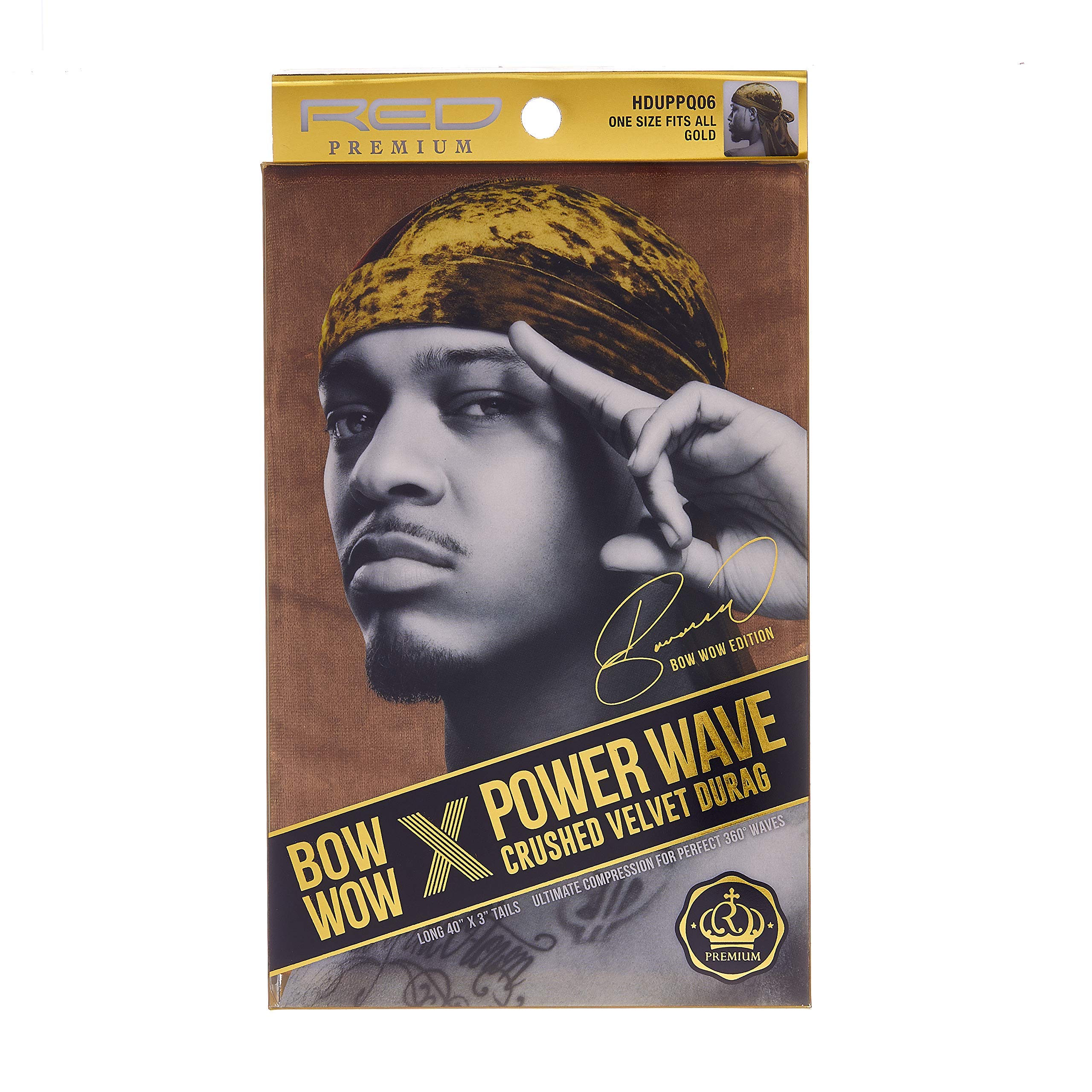 KISS RED Premium Bow Wow X Power Wave Crushed Velvet Durag HDUPPQ06 (Gold)