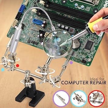 RamPro - Helping Hand Magnifier Glass Stand - Magnifying Lens, Perfect for Soldering, Crafting & Inspecting Micro Objects