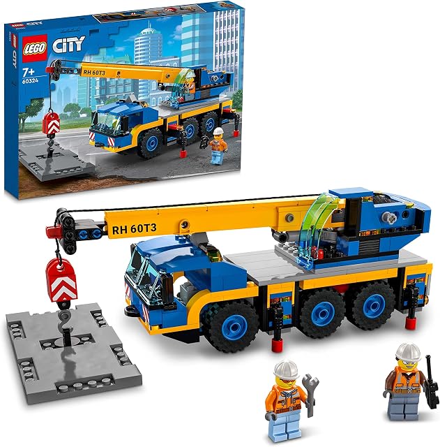 LEGO 60324 City Great Vehicles Mobile Crane Truck Toy, Construction Vehicle Model Building Kit, Gifts for Boys and Girls Age 7 plus with Tools