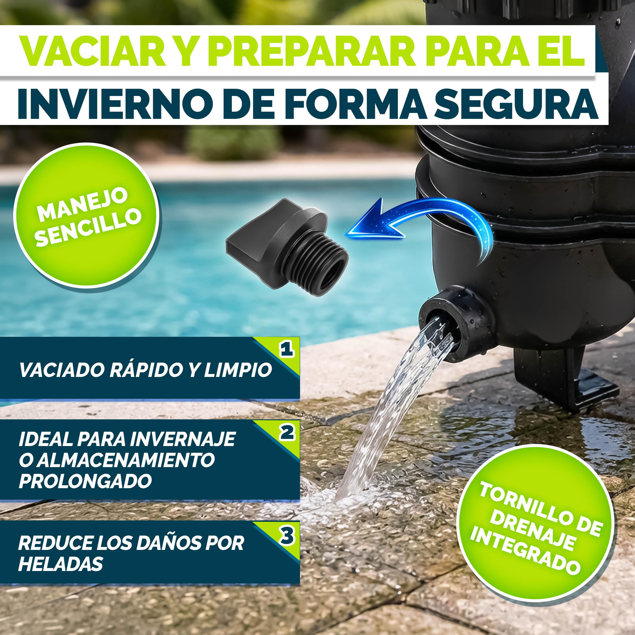 tillvex® Bomba de filtro piscina con temporizador 9 500 L/h & 550 W | Altura de impulsión máx. 10 m | Bomba de circulación para piscinas 40 m³ | Autoaspirante piscina desmontable & spa con prefiltro