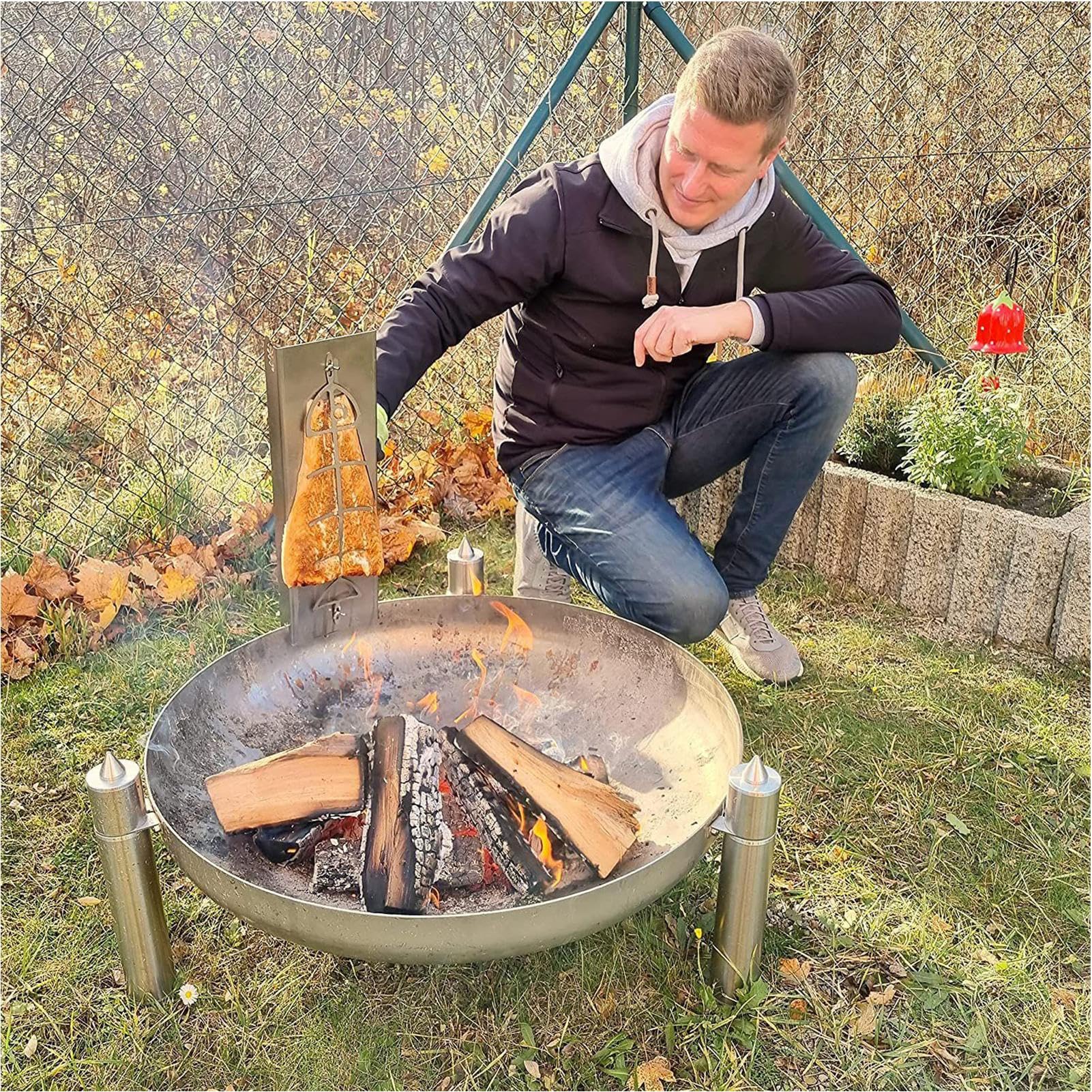 Soporte para Salmón A La Llama Utensilios De Cocina para Principiantes con | Tabla De Cedro Con Acero Inoxidable Para Parrilla Para Hogar Y Camping
