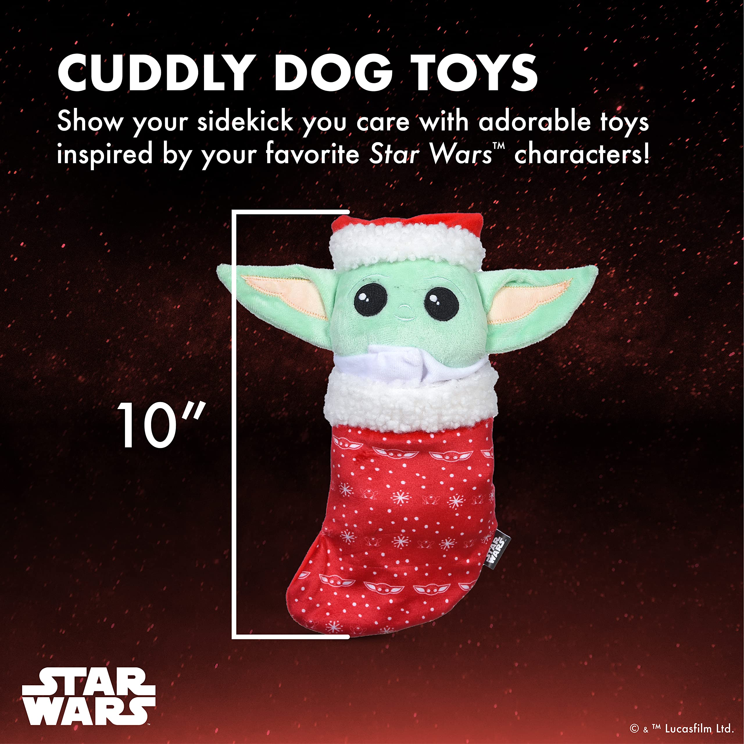 Star Wars Grogu, Figura de Peluche de 10 Pulgadas, Juguete de madriguera de The Mandalorian Holiday Pet Products GROGU, Juguete chirriante para Mascotas para Mascotas (FF24159)