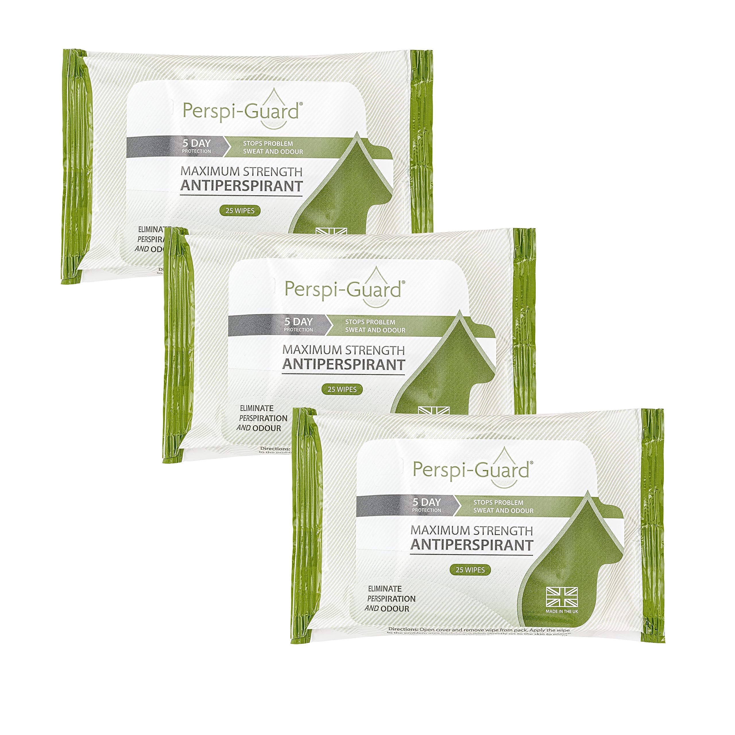 Perspi-GuardMaximum Strength Antiperspirant Wipes 25-Pack Triple Pack for Women and Men - Effective Protection Against Excessive Sweating and Odour