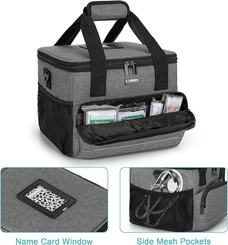 Vista 4 de Trunab Bolsa médica aislada con divisores ajustables, suministros para medicamentos, bolsa resistente al agua para el hogar, viajes, campamento