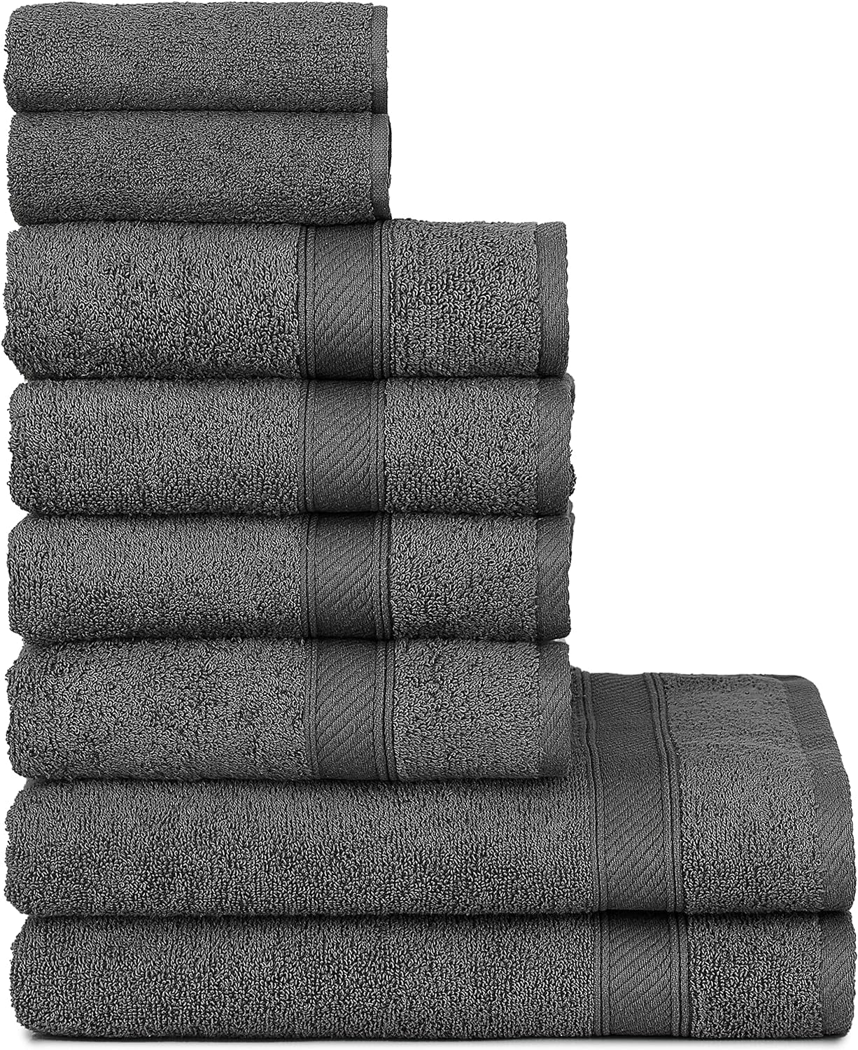 nottoc Set Asciugamani Bagno Grigio Antracite, Hotel, 100% Cotone, 2 Telo Doccia 70x140cm + 4 Asciugamani 50x90cm + 2 Asciugamani Ospiti 30x50cm, Asciugamani Bagno Viso e Bidet, Morbidi, Assorbenti