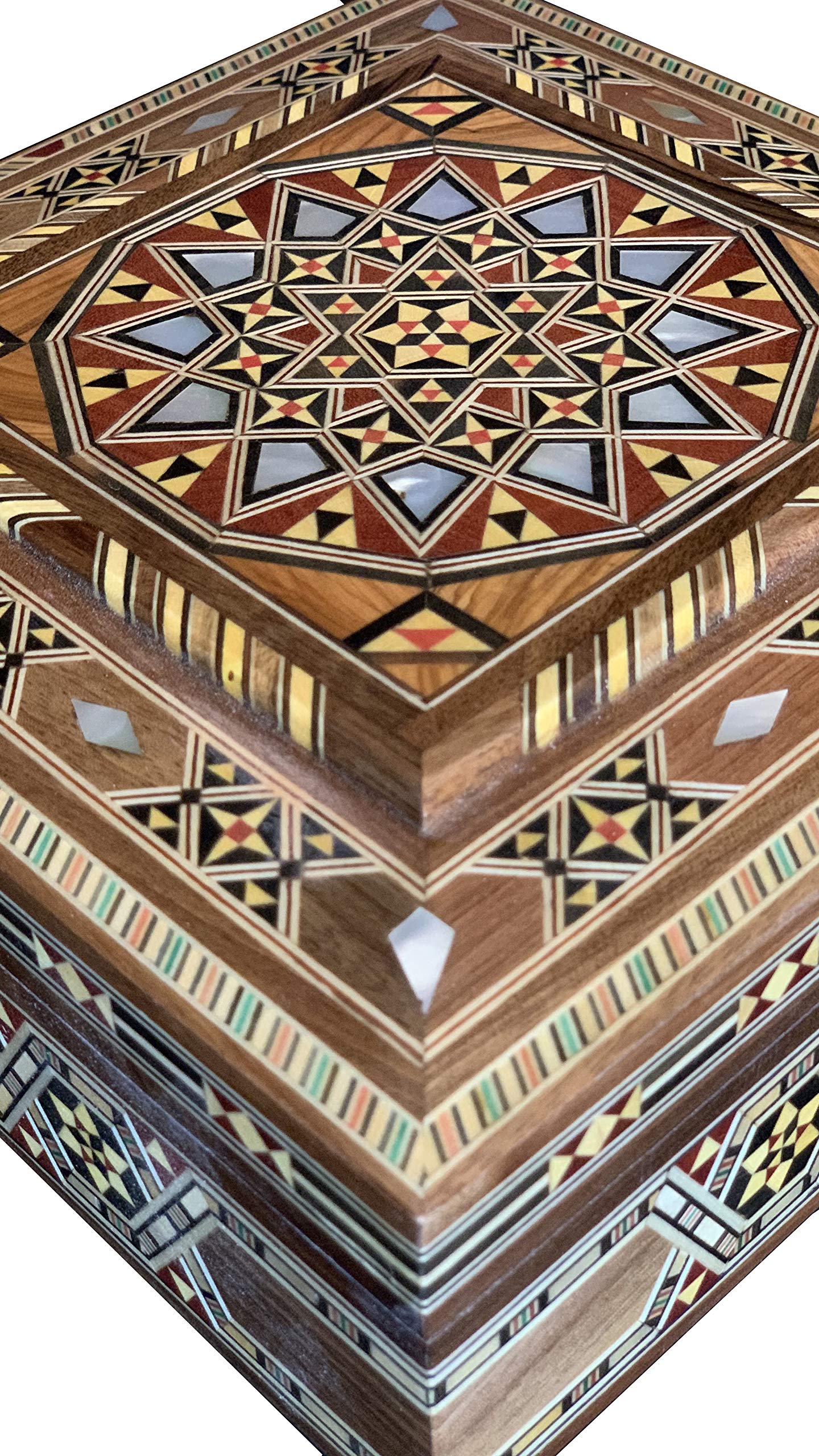 jewelry box inlaid with mosaic and mother of pearl