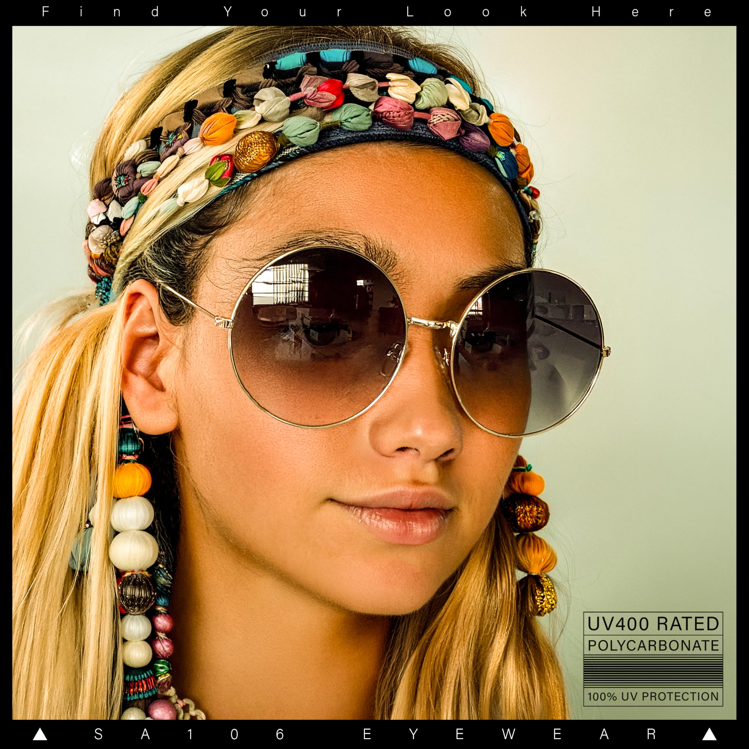 Klassische Übergröße Joplin Stil Hippie Runde Runde Linse Sonnenbrille