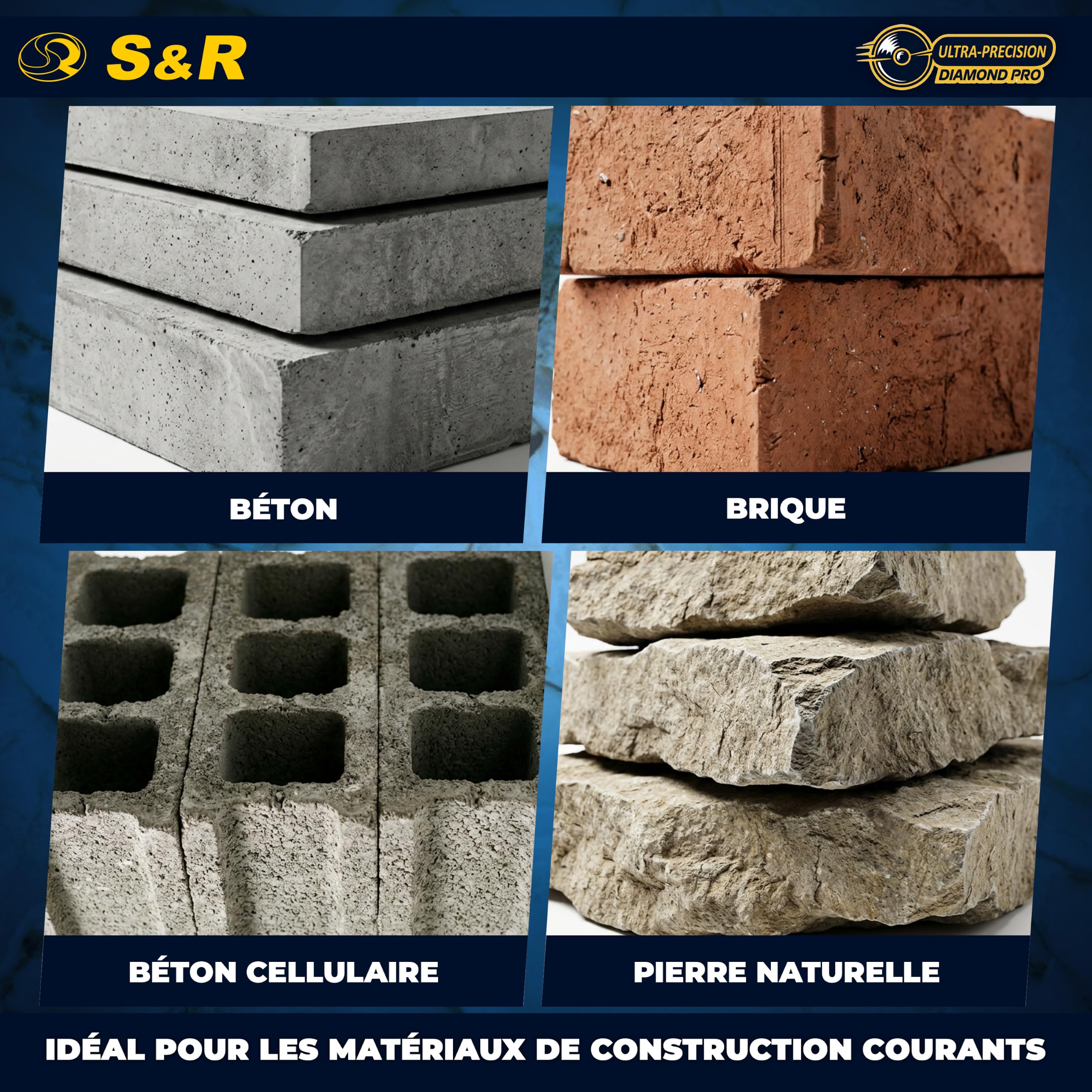 S&R Disque diamant 400 mm Béton. Disque Meuleuse 400 à tronçonner couper | Pour Béton - Pierre - Brique - Maçonnerie - Alésage 25,4 mm - Coupe à sec et à eau - Segments 10 mm