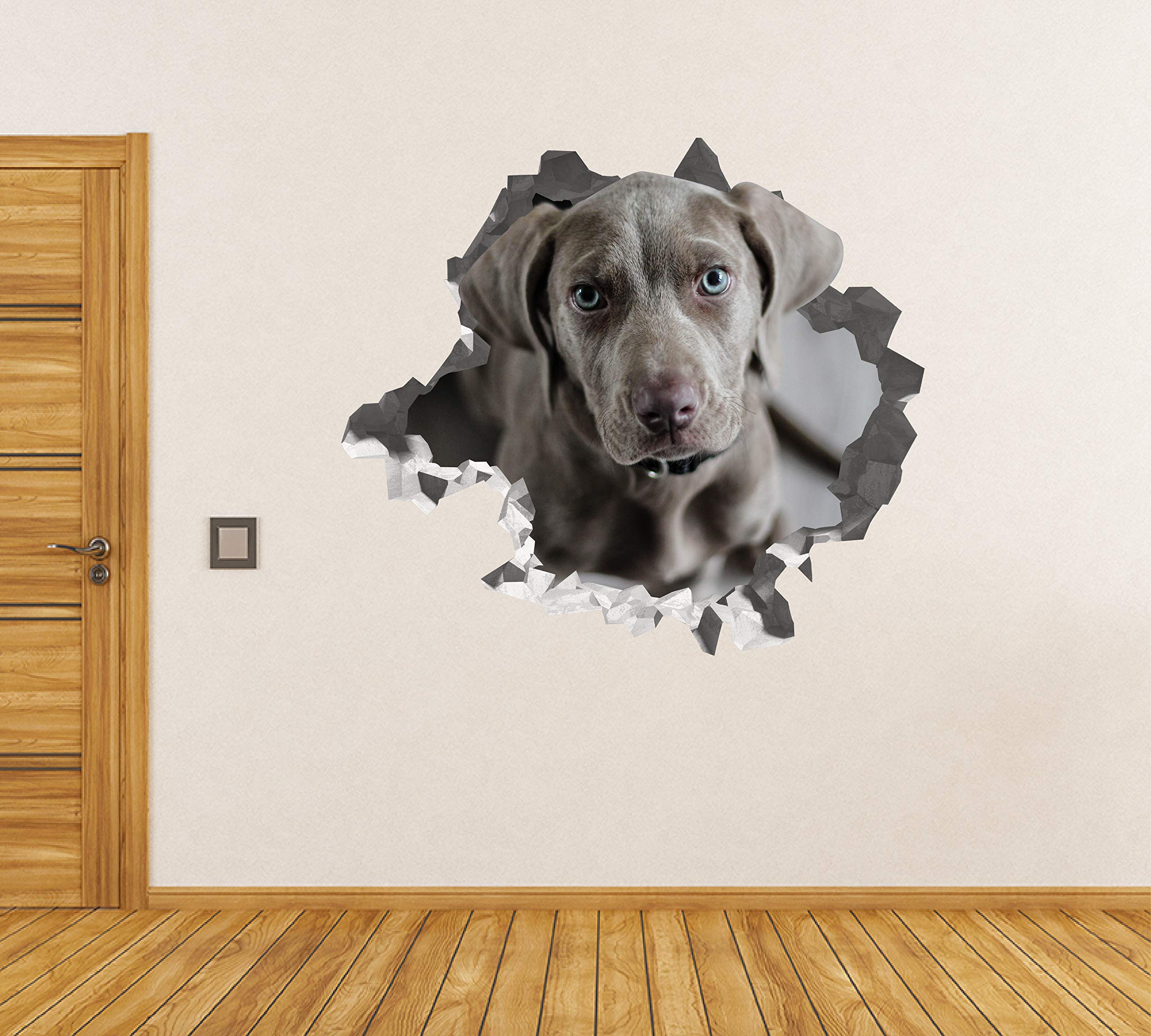 Cachorro Weimaraner Pegatina - Calcomania Animales - Decoración de Cuartos Niños - Sticker de Perros - Decoración Infantil - JS367 (Gigante: 127 cm x 117 cm)