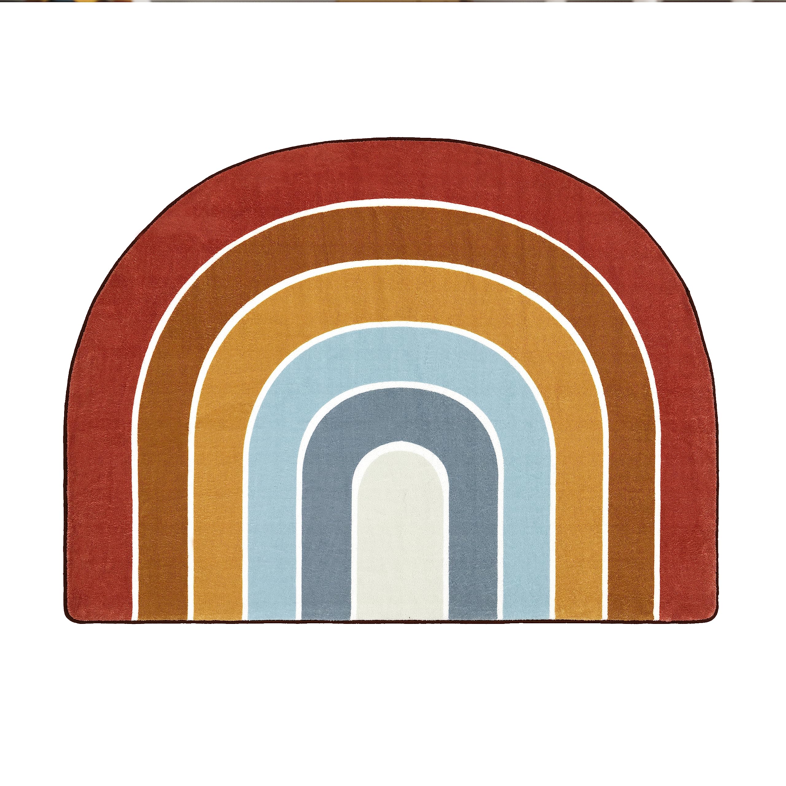 Paco Home Kinderteppich Teppich Kinderzimmer Rund Spielmatte Babymatte Waschbar Bis 30 Grad Sonne Regenbogen Schriftzug Motiv, Grösse:120x160 cm Regenbogen-Form, Farbe:Bunt 5