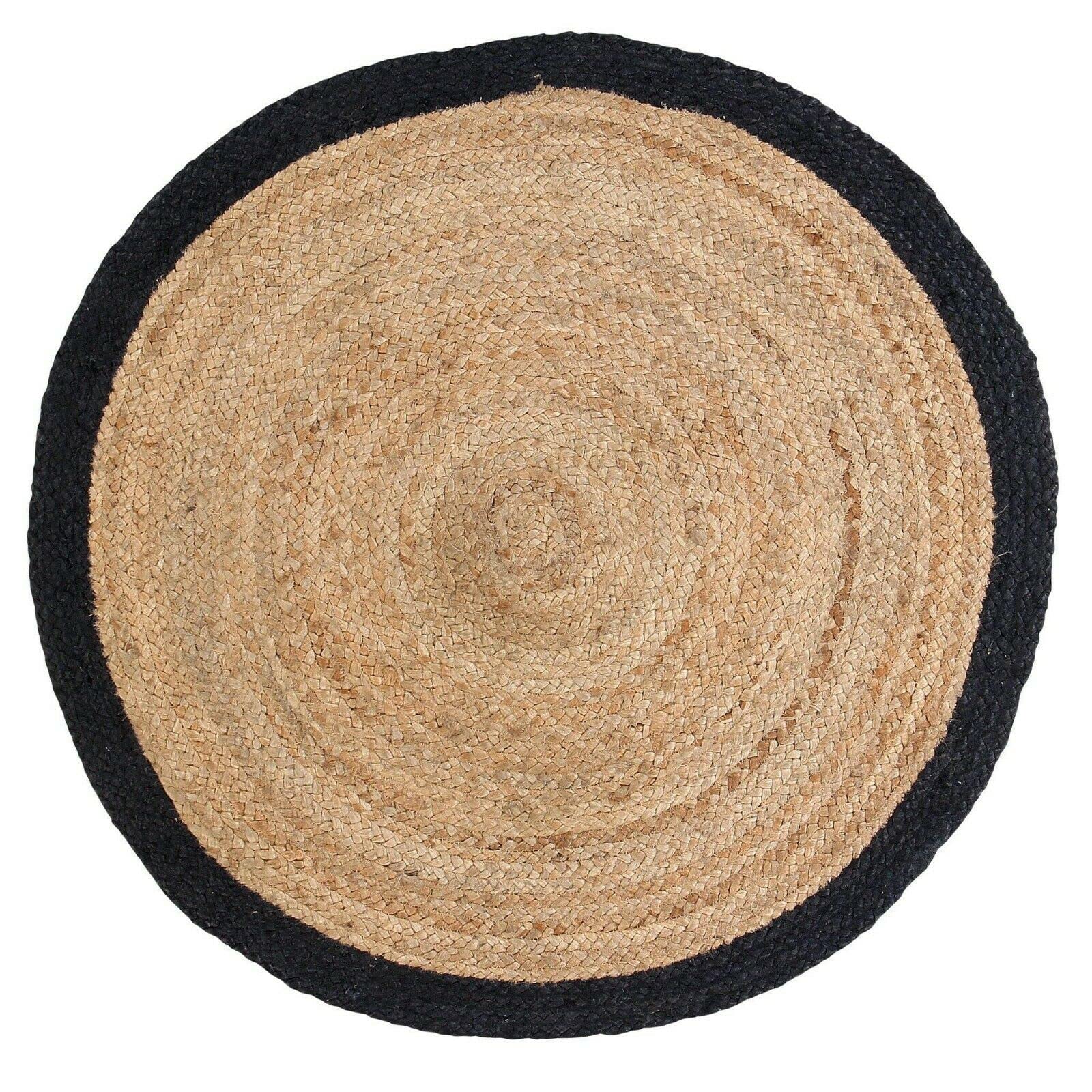 Tapijt 100% natuurlijk jute wit met beige rand hand