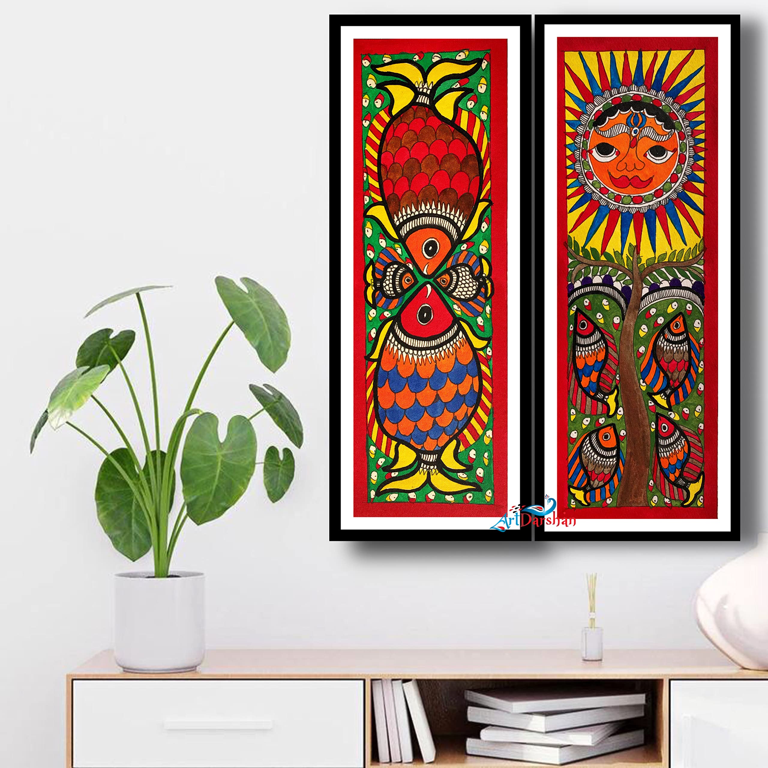 Buy Artdarshan Madhubani Paintings with Frame for Home Decoration