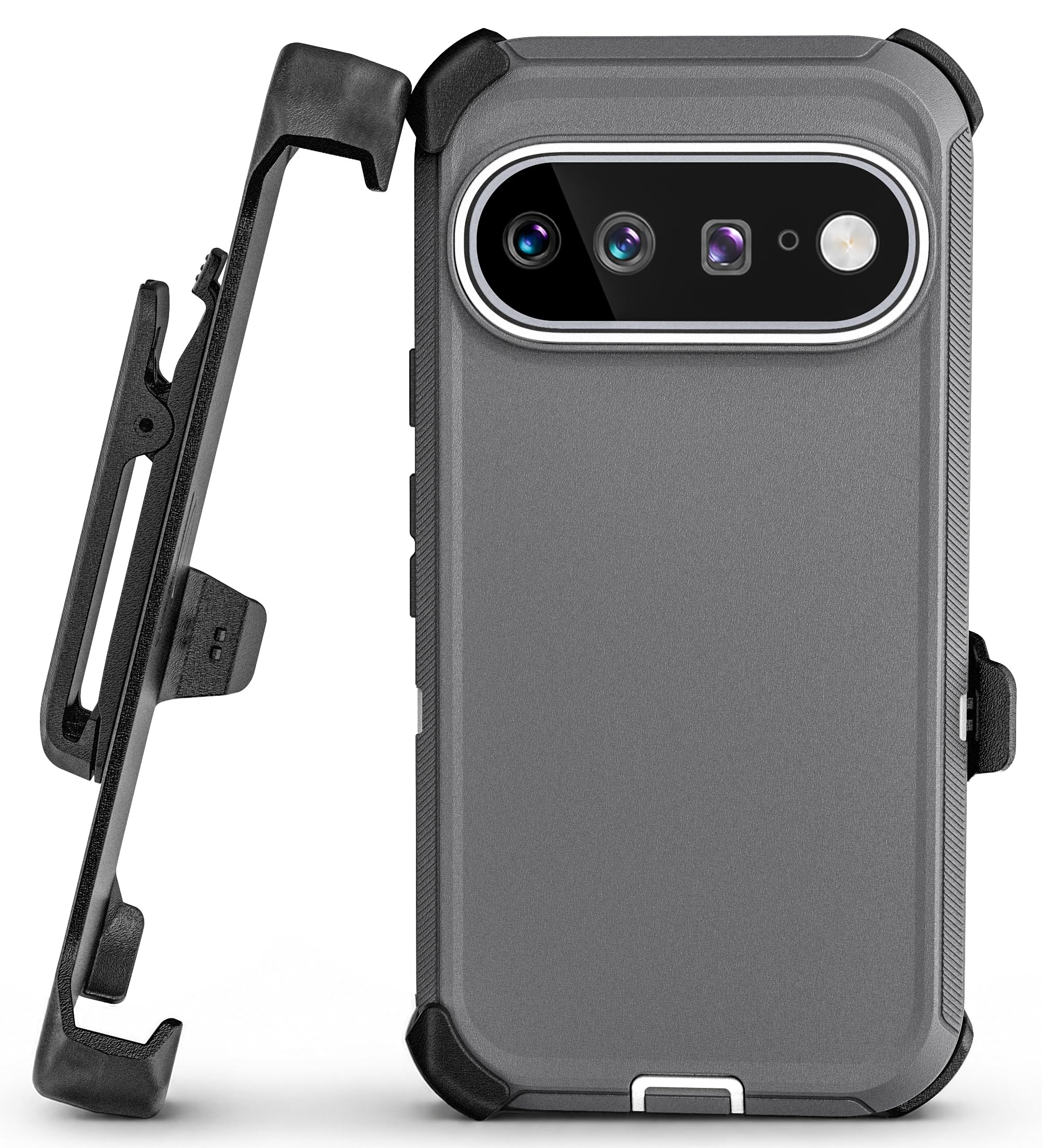 Encased Custodia magnetica per Google Pixel 11 Pro XL con clip da cintura | Protezione a doppio strato • Pellicola protettiva in vetro temperato • Compatibile con PixelSnap • Grigio
