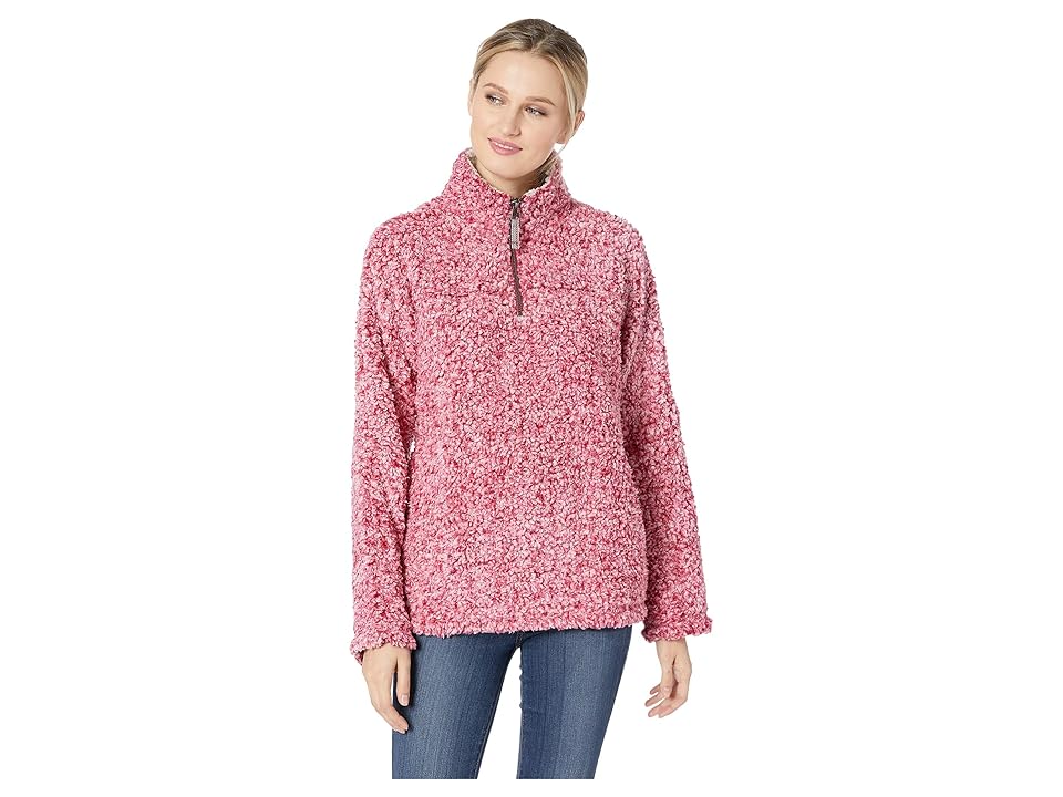 

Dylan by True Grit Frosty Tipped Pile 1/4 Zip Stadium Pullover (Red) Women's Clothing