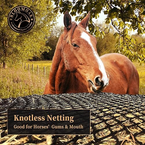 Miniatura 6 de Bloomoak - Red de heno redonda grande para caballos, 6 x 6 pies, alimentación de red de heno cuadrada completa para ganado, con agujero de 1.5