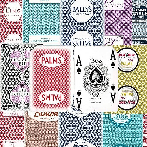Miniatura 4 de Paquete de 2 cartas auténticas de Las Vegas Casino de mesa más bolsa de almacenamiento (Flamingo (azulrojo))