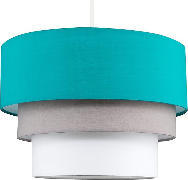 MiniSun Round Modern 3 Tier Fabric Ceiling Pendant Lamp Light Shade in Teal