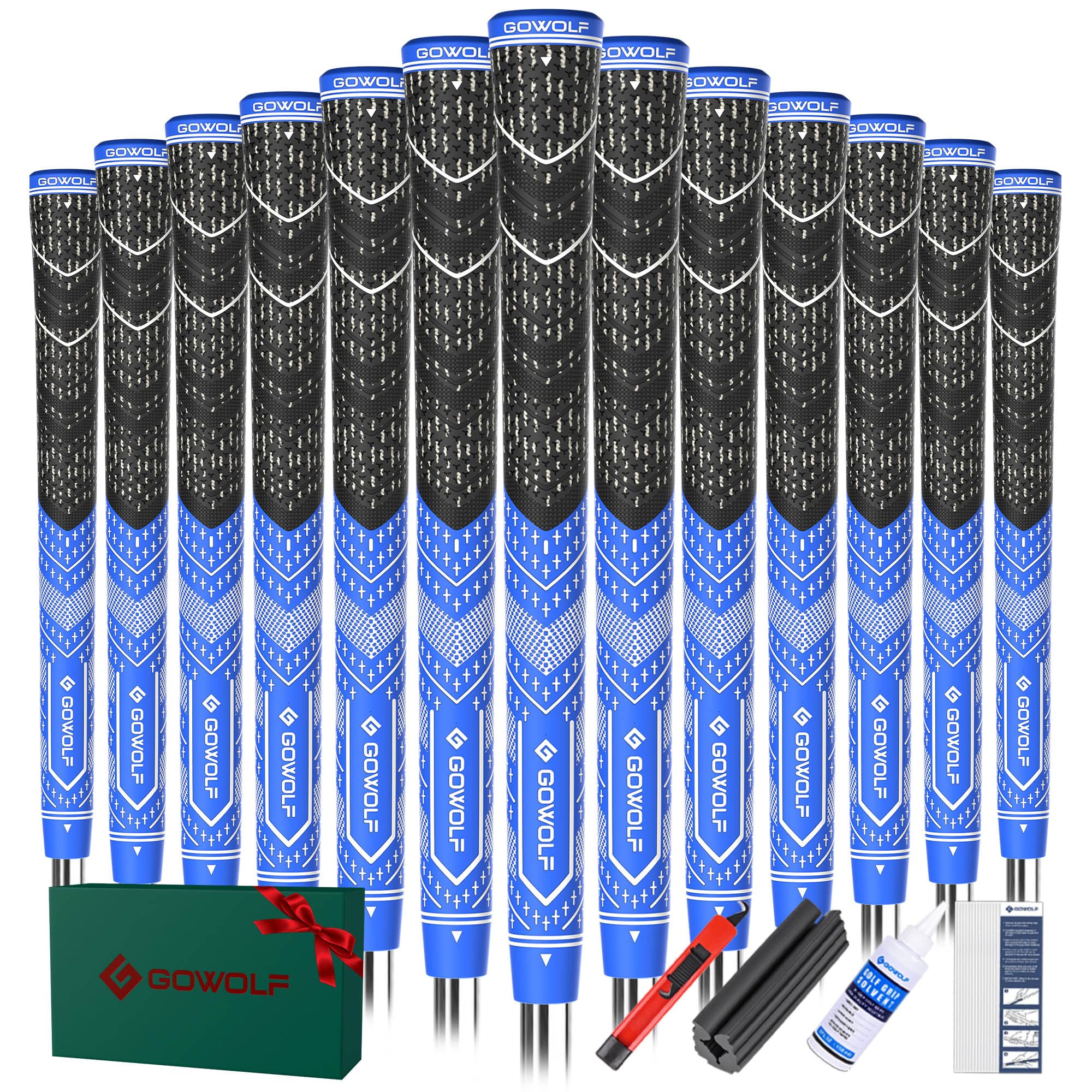 Gowolf Golf Grips Cord Rubber Multi-compound Golf Driver Irons Club 13pcs Golf Grips Colored Top Cover SL02 Pro with Free 15 Tapes