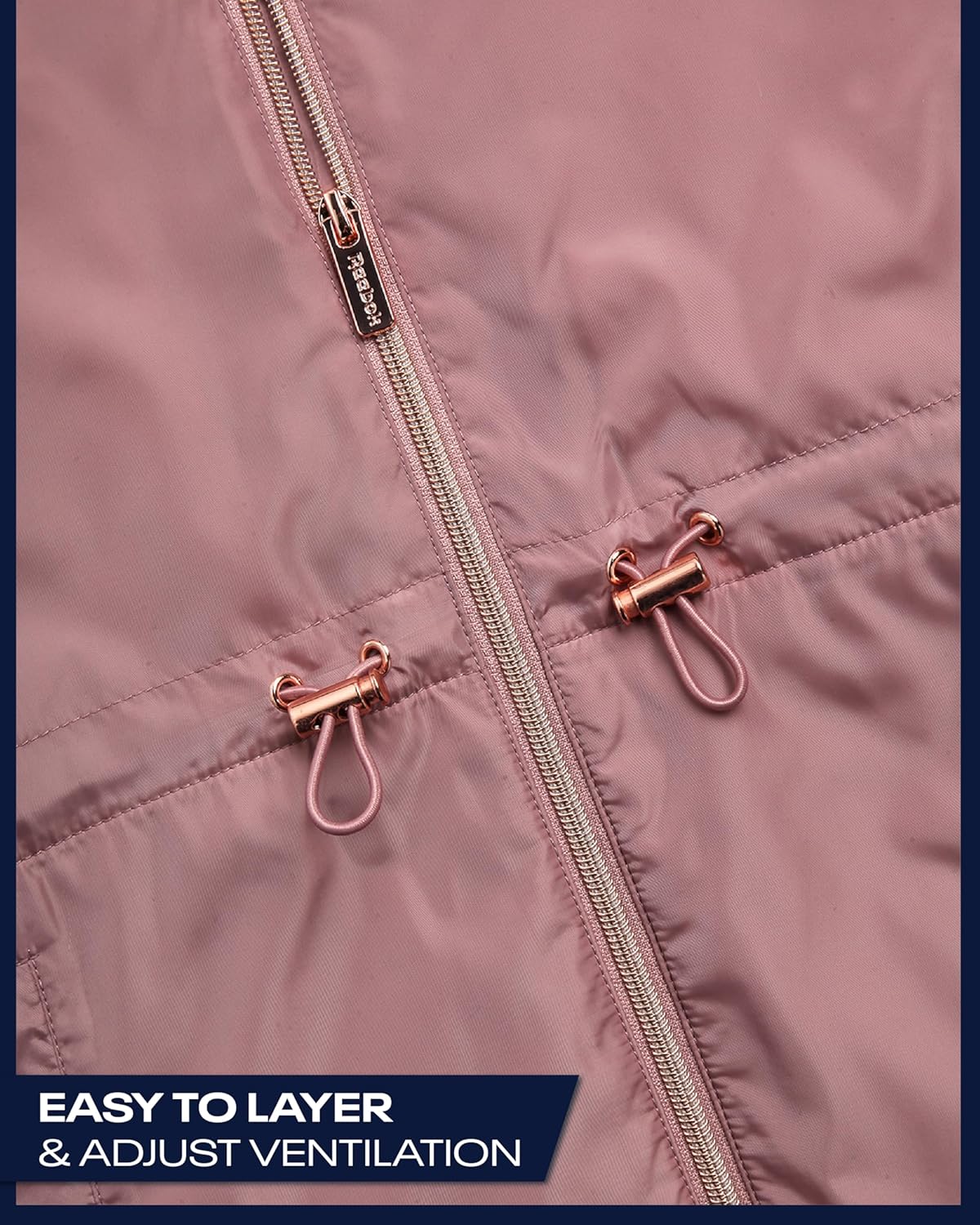 Reebok Womens Windbreaker Jacket - Water Resistant Polar Fleece Windbreaker Jacket for Women with Hood & Cinch Waist Toggles - Image 6