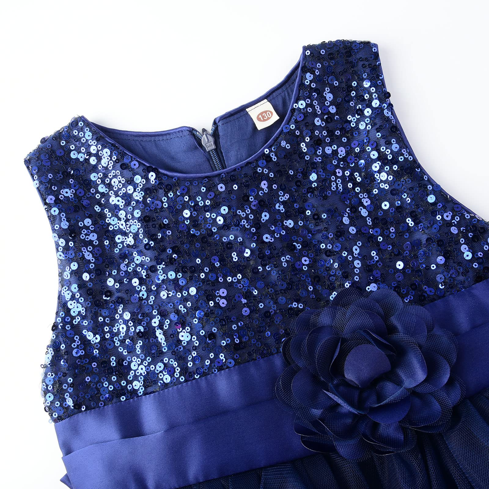 JerrisApparel Little Girls' Sequin Mesh Flower Ball Gown Party Dress Tulle Prom