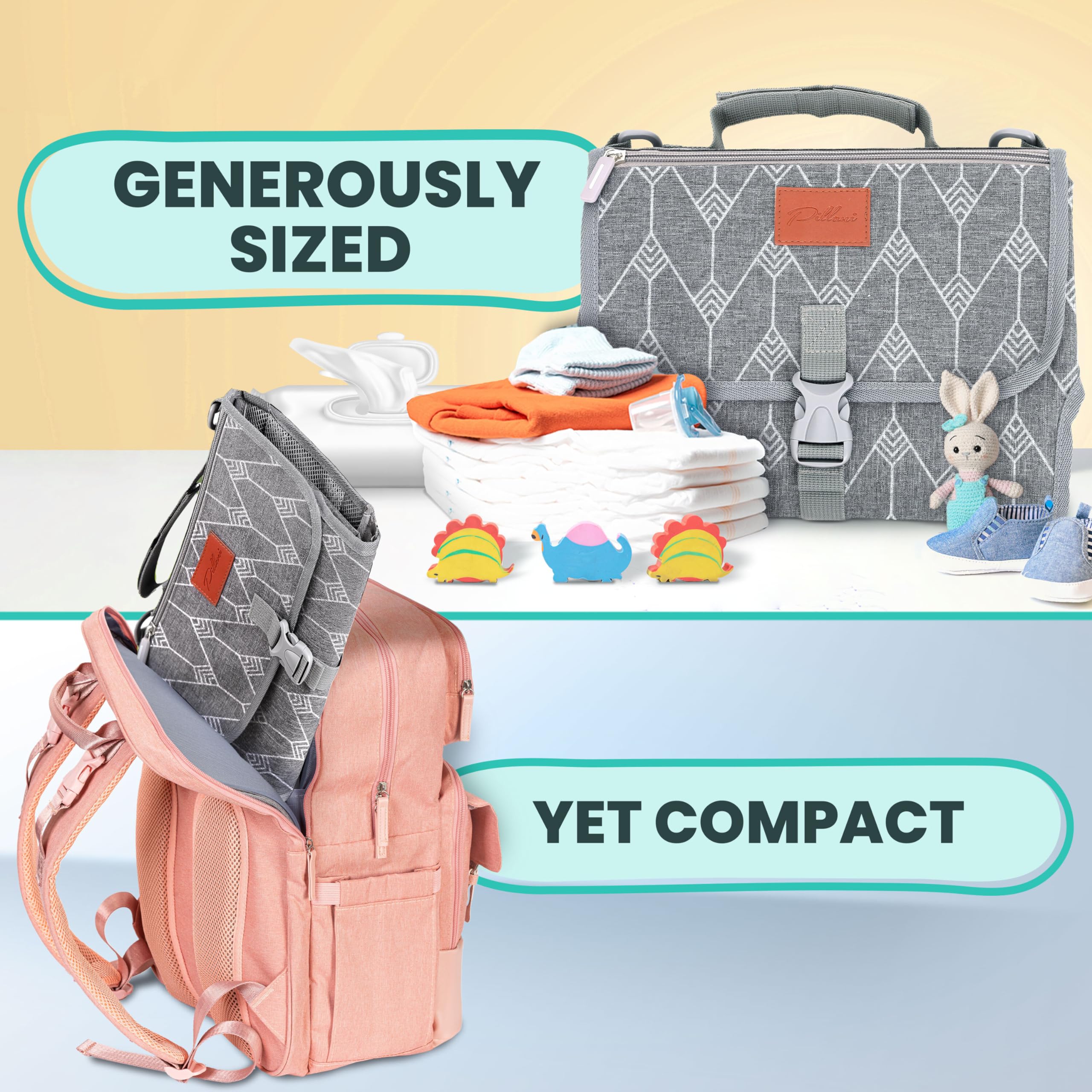 Cambiador portátil para regalos de baby shower y regalos de nueva mamá, cambiador de pañales de viaje para recién nacido, cambiador de pañales grande impermeable, cambiador de pañales plegable y