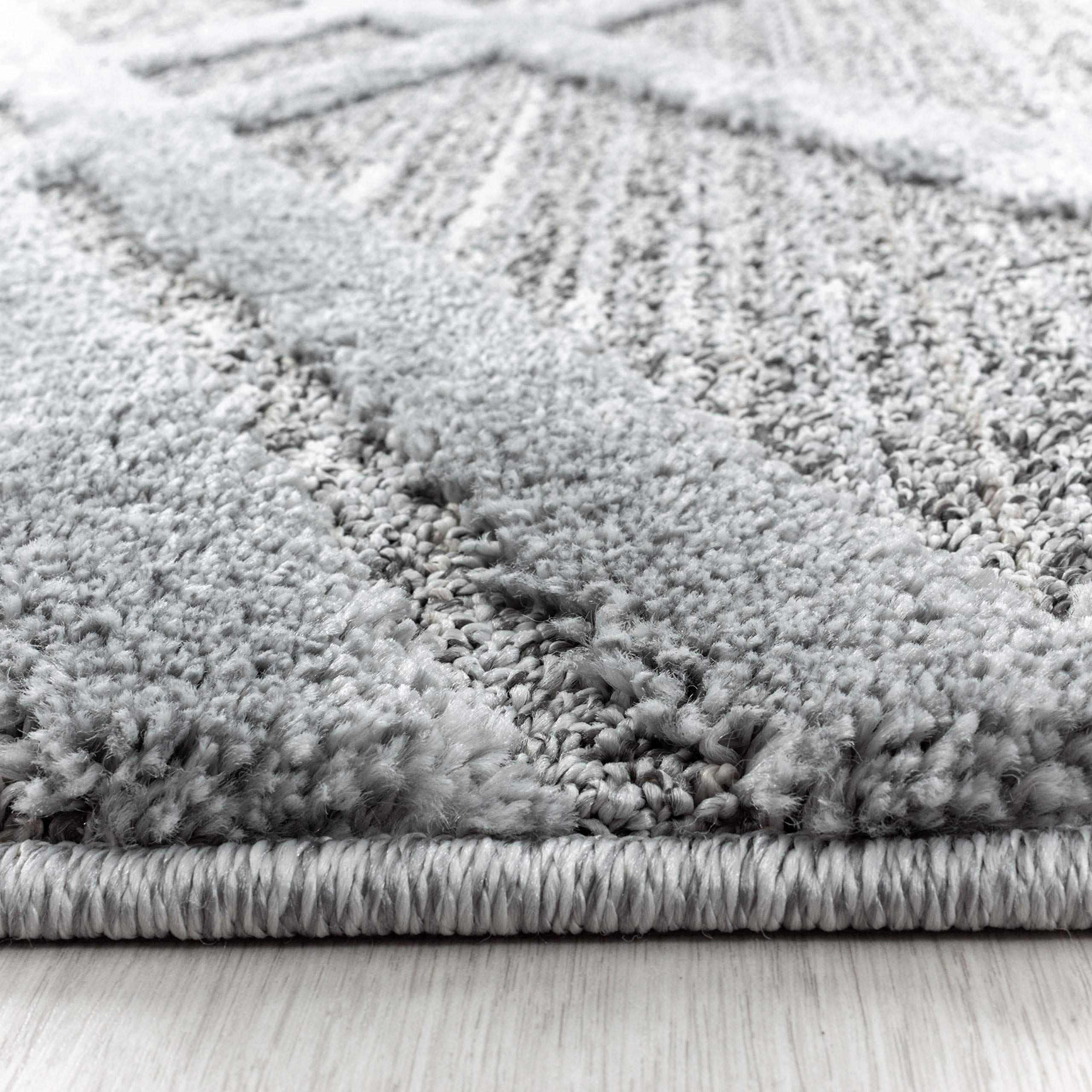 Carpettex Hochflor Teppich Wohnzimmer 3D Optik Hoch-Tief Effekt Boho-Design Groß Teppich Grau 240 x 340 cm - Flauschiger Teppich Schlafzimmer Skandinavische Stil Soft Teppich Esszimmer Küchenteppich