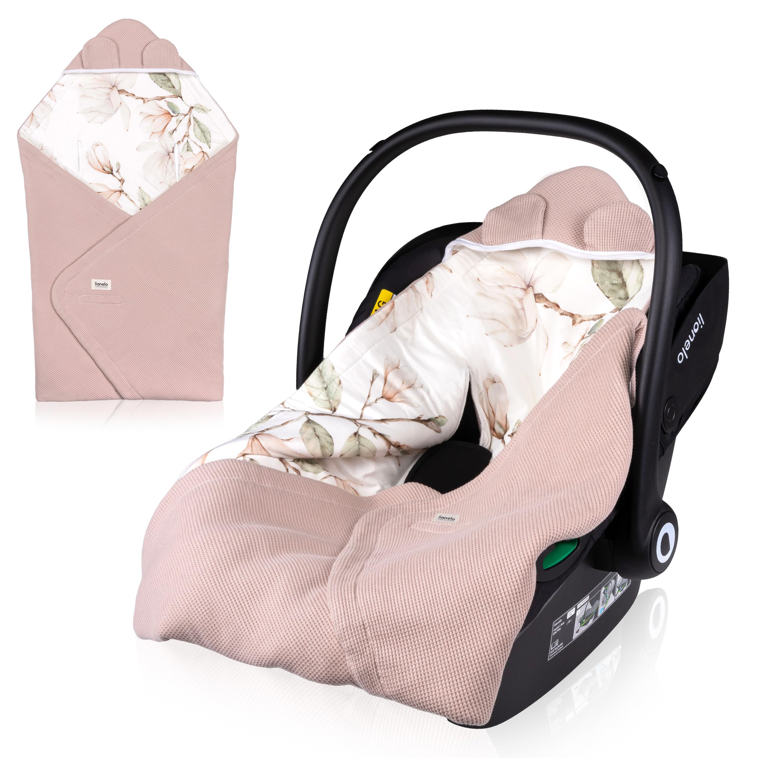 lionelo TRAVEL SWADDLE BLANKET Coperta Pesante per Bebé 90x90 cm 100% Cotone Compatibile con Seggiolino Auto, Ovetto e Passeggino, Copertina Morbida per Tutto l’Anno, Chiusura
