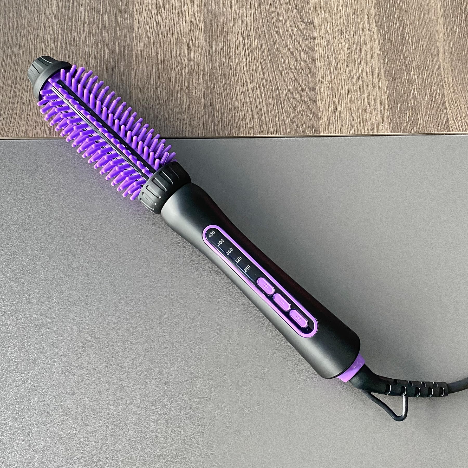 FARERY Thermal Brush, Cepillo Térmico 25MM, Cerdas de Silicona Flexible Anti-Quemaduras y No se Caen, Cepillo Térmico Iónico de Cerámica Turmalina, Rizador de 5 Temperaturas, Doble Voltaje