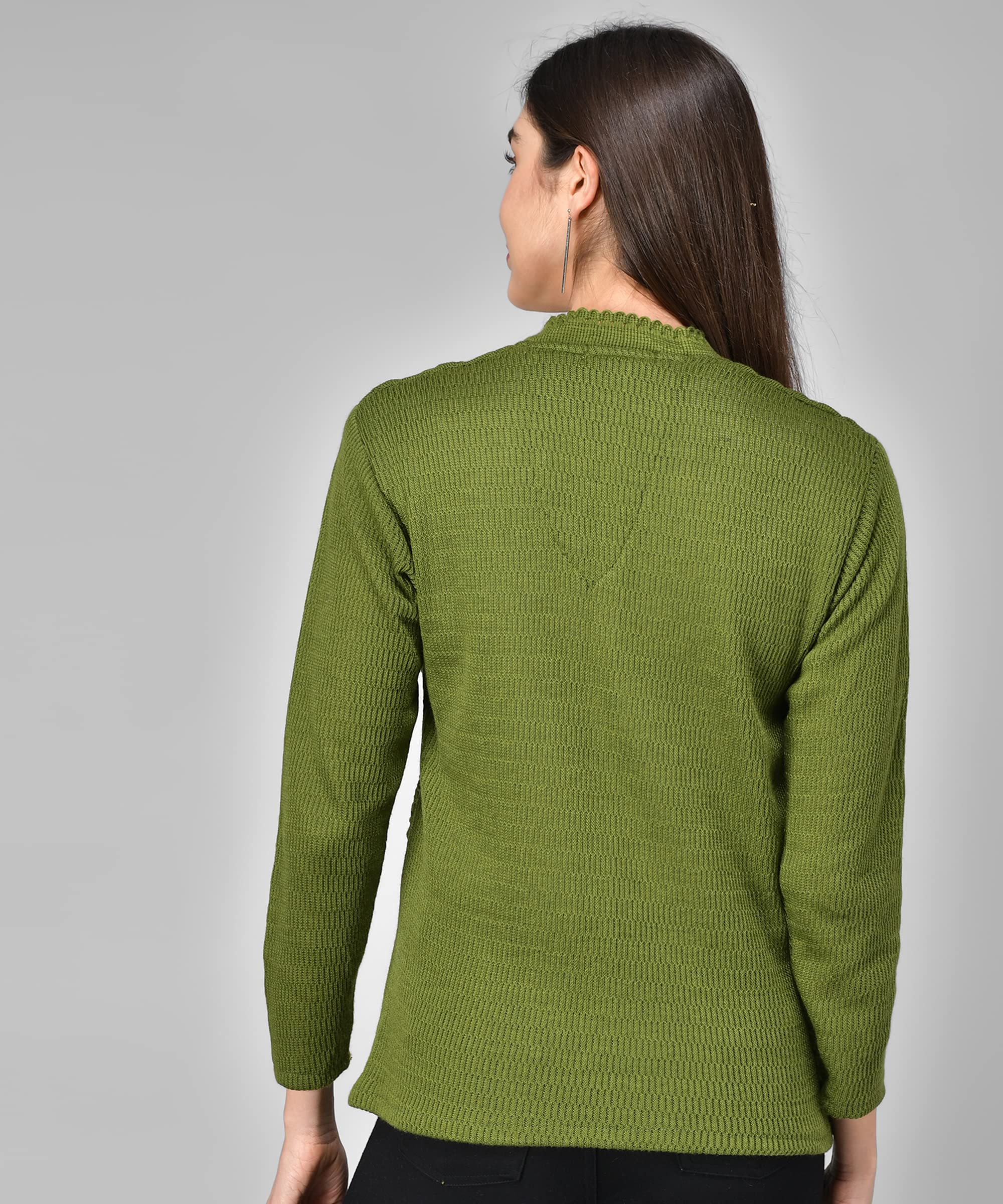 eKools Women's Winterwear Woolen V-Neck Sweater Cardigans (2XL, Green) - Image 3 thumbnail