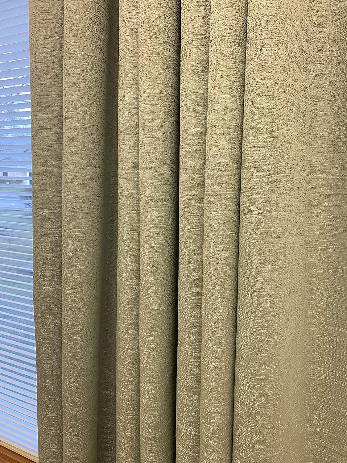 Ikiriska Extra Long Faux Dupioni Silk Custom Made Curtains 8-24 ft Two Story Drapes (Mint, 100″Wx096″L)