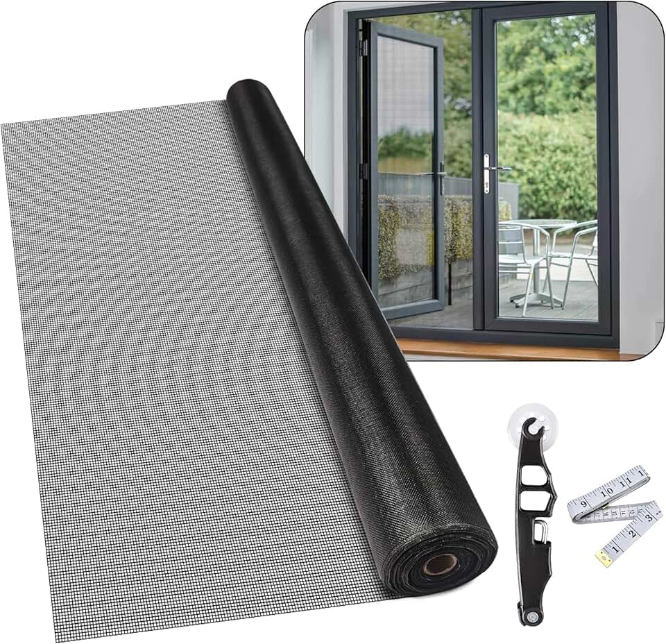 36Inch x 100Feet Window Screen Mesh Roll and Durable Screen Door Replacement, Window Mesh Screen Roll for Windows (Black)