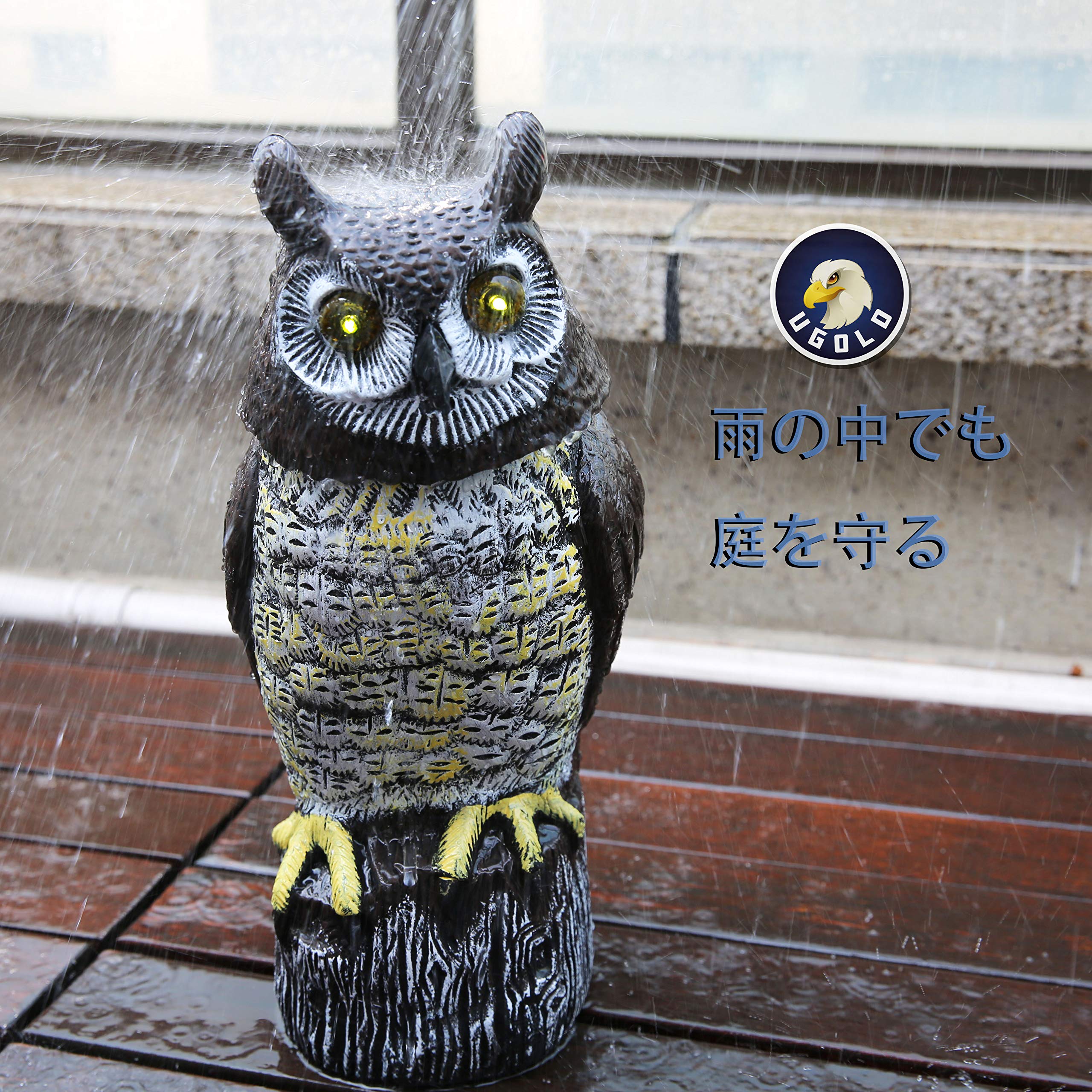 Amazon | Ugoldソーラーパワーフクロウ、モーションセンサー、首