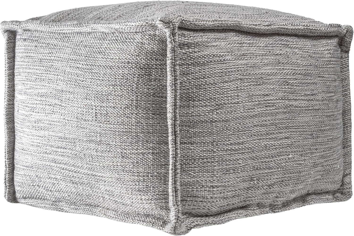 Contemporary Gray Flatwoven Indoor/Outdoor Ottoman Pouf