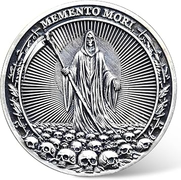 Memento Mori Carpe Diem Challenge Coin - Motivational Coin with Life & Death Symbols - Inspirational Gift for Friends & Loved Ones