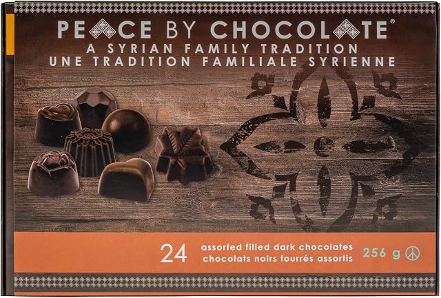 Peace By Chocolate Boîte-cadeau pour chocolats syriens de qualité supérieure, Délicieux foncé Chocolate (24 pc, 256 g)