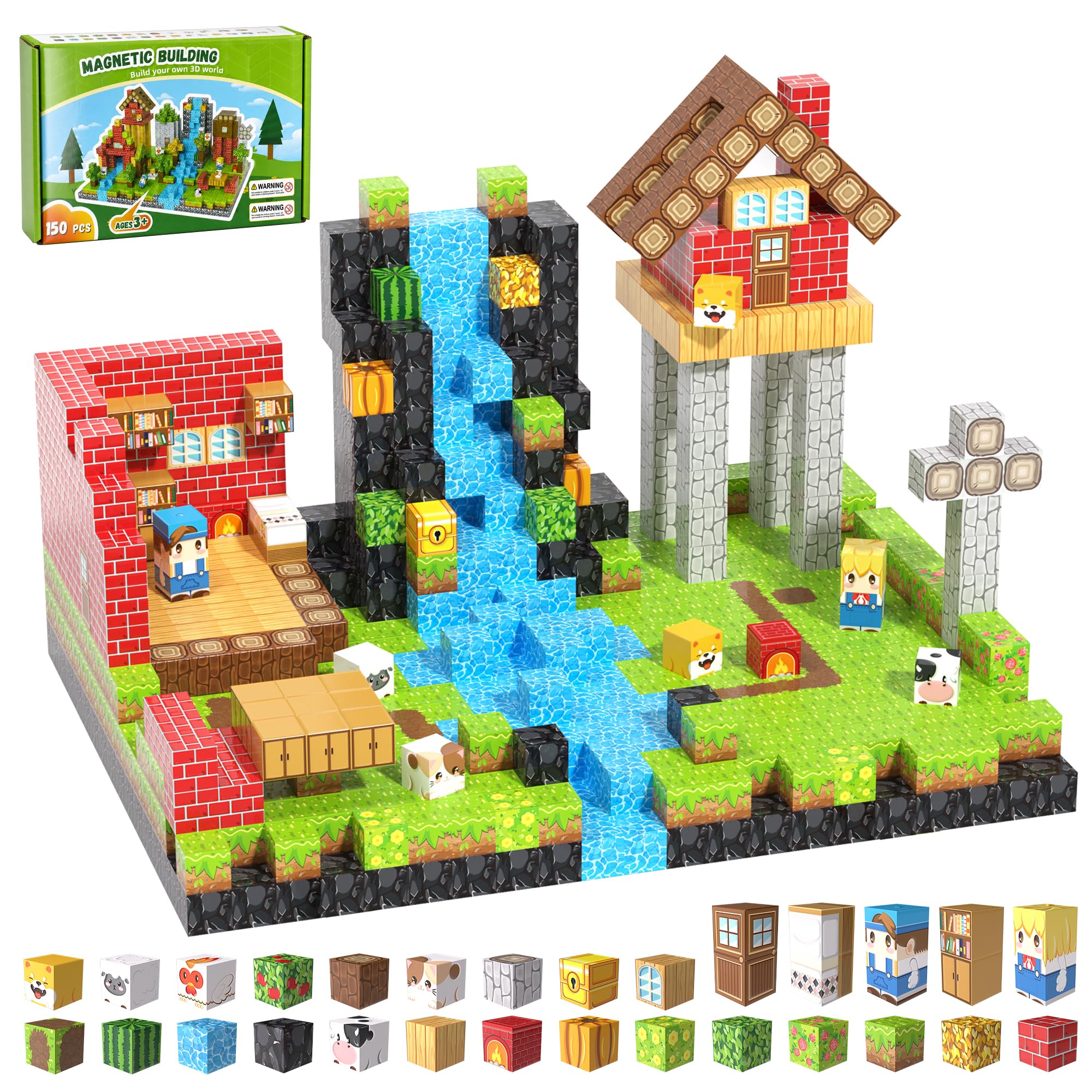 150PCS Magnetic Blocks, Magnetic Building Blocks, 0.63in Magnetic Building | STEM Game St…