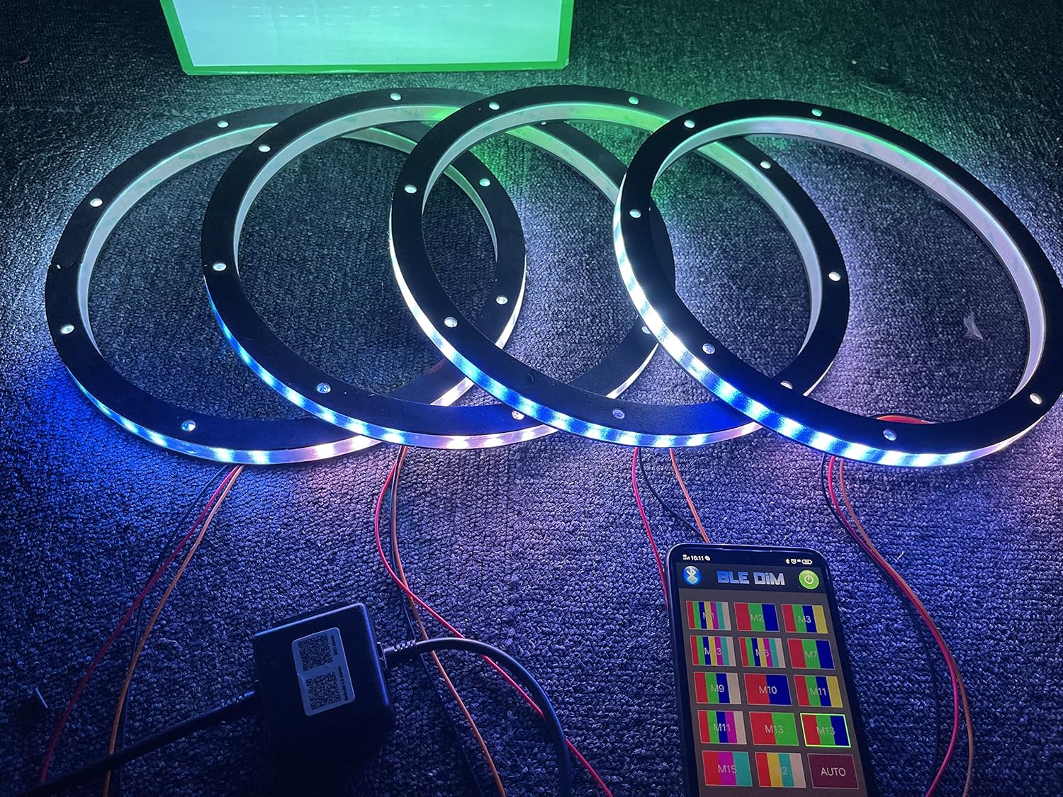 4PCS 6.5" Car LED Speaker Ring Lights Decorative Light Kit