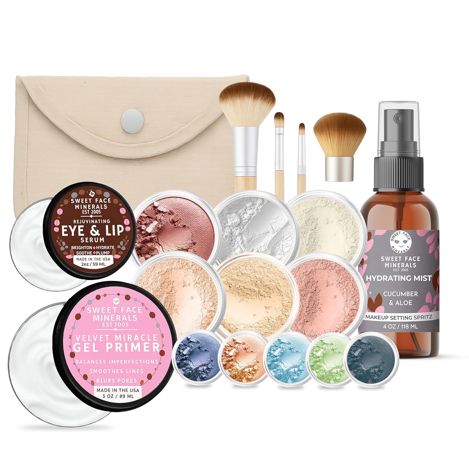 IMPULSE KIT (PINK BISQUE) Full Size Mineral Makeup Set Matte Foundation Bare Face Sheer Powder Cover